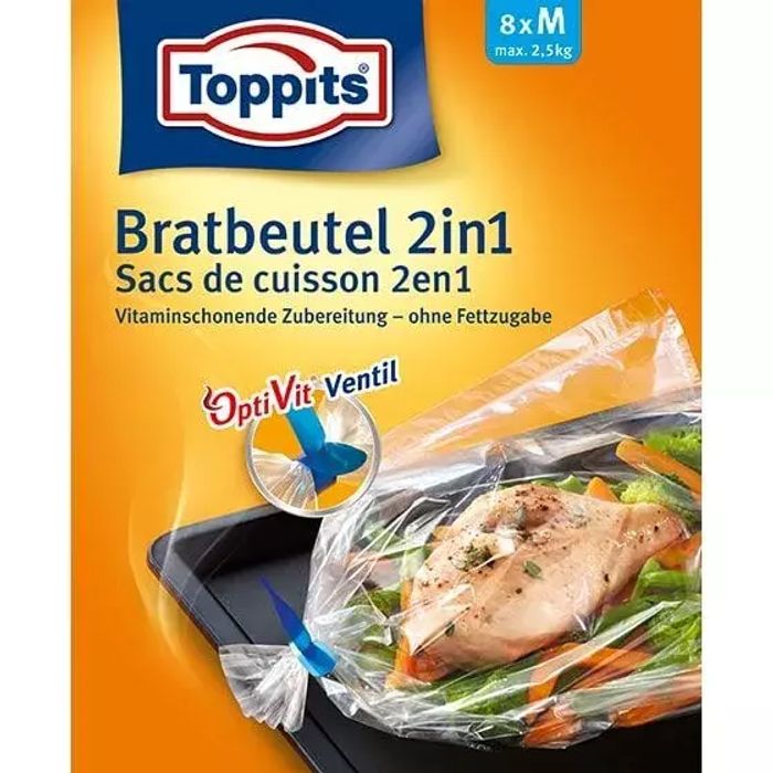 Пакеты для запекания Toppits 2 в 1, 8 шт., размер M