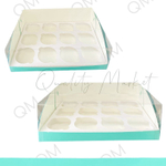 Коробка под капкейки с пластиковой крышкой 310*235*100 мм (12) (тиффани), 10шт