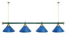 Лампа STARTBILLIARDS 4 пл. (плафоны красные,штанга золотая,фурнитура золото)