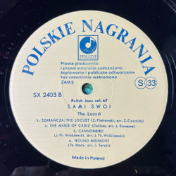 Винтажная виниловая пластинка LP Sami Swoi The Locust (Польша 1982) Польский Джаз