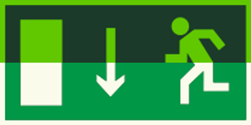 Е 10 "Указатель двери эвакуационного выхода (левосторонний) "