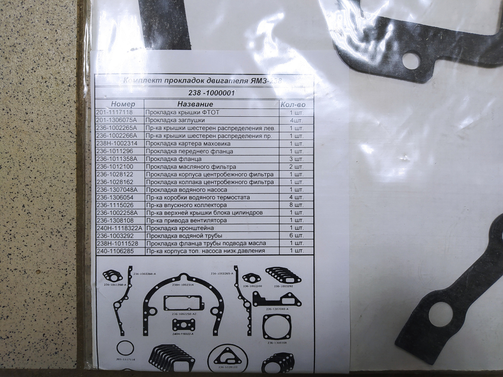 Р/к для ремонта двигателя ЯМЗ-238 238-1000001