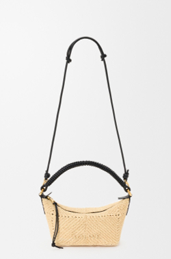 Loewe Мини-сумка Cala из телячьей кожи и рафии, натуральный/черный