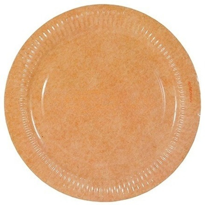 Тарелка картонная d-230 ламинированная КРАФТ (100/1000 шт.) Фабрика Посуды