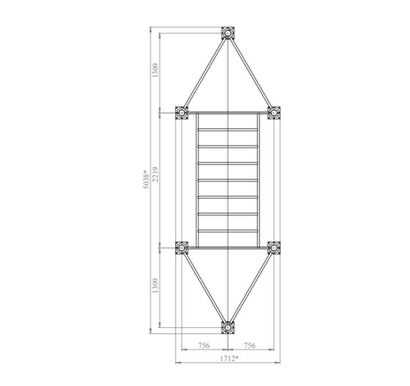 Спортивный комплекс №54, рукоход с четырьмя турниками, 5040*1710*2700 мм., D=89 мм.