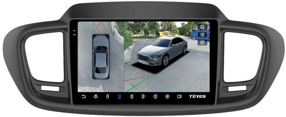 Магнитола для KIA Sorento Prime UM 2015-2020 (рамка большая) - Teyes CC3-2K-360 на Android 10, 2K QLED, 6Гб+128Гб, CarPlay, 4G SIM-слот, 4 камеры в комплекте