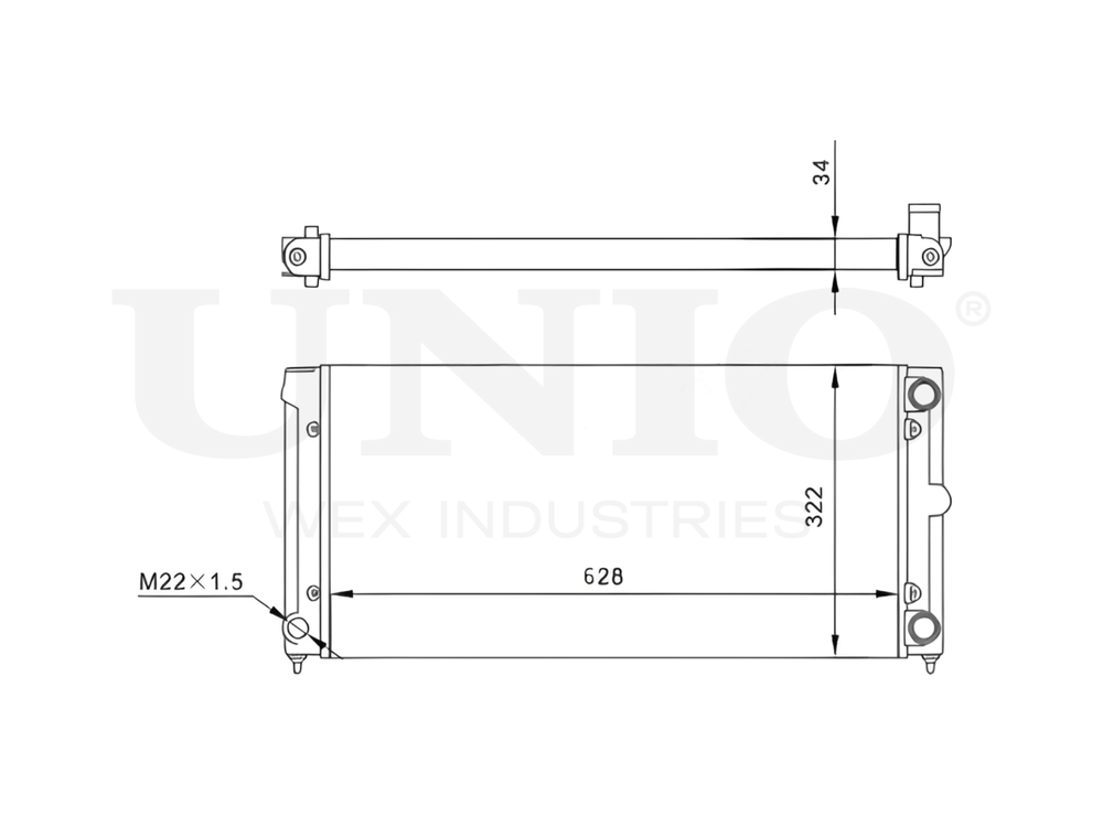 Радиатор охлаждения двигателя UNIO RAD-10080
