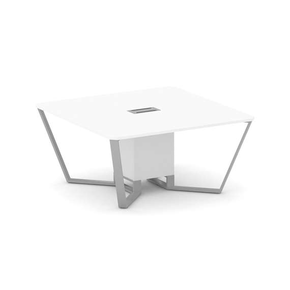 Steel Meet Стол переговорный квадратный KD-PR.B.SP-08 Белый Бриллиант/Металл Серый 1600*1600*750