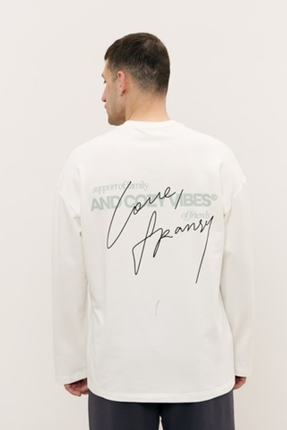 Лонгслив MAN, COZY VIBES, молочный