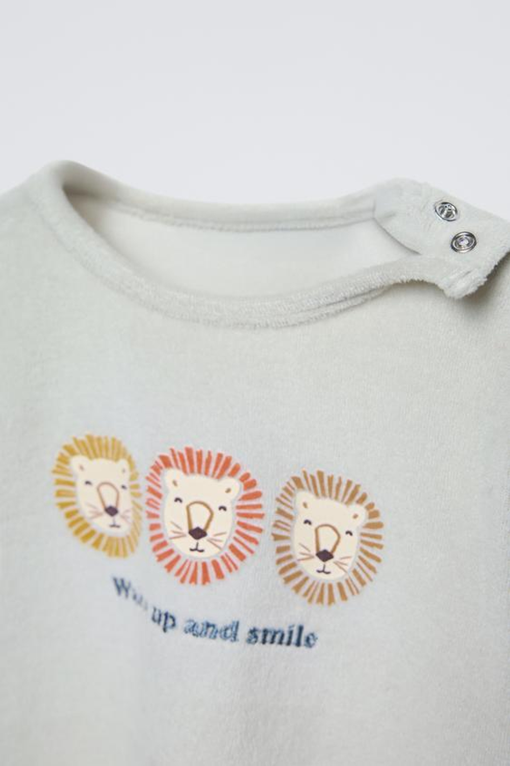 ZARA ПИЖАМА ИЗ ВЕЛЮРА С ПРИНТОМ «ЛЬВЯТА», СВЕТЛО-ЗЕЛЕНЫЙ