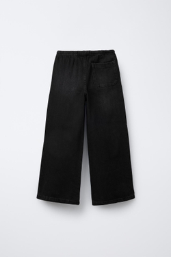 ZARA ДЖИНСЫ WIDE LEG C ТОНКИМ ПОЯСОМ, ЧЕРНЫЙ