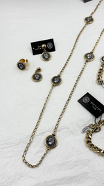 Колье длинная золот.цепь с монетами с профилем римс.импер., оттенок серебро с золот.кантом