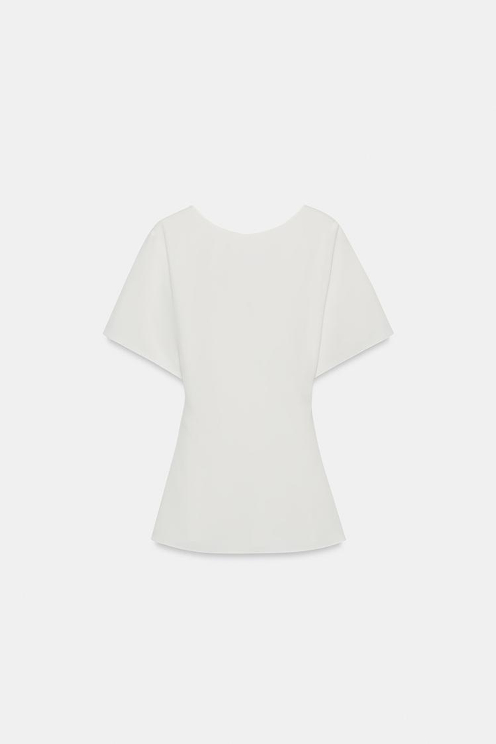 ZARA ТОП С КОРОТКИМИ РУКАВАМИ — ZW COLLECTION, ЖЕЛТОВАТО-БЕЛЫЙ