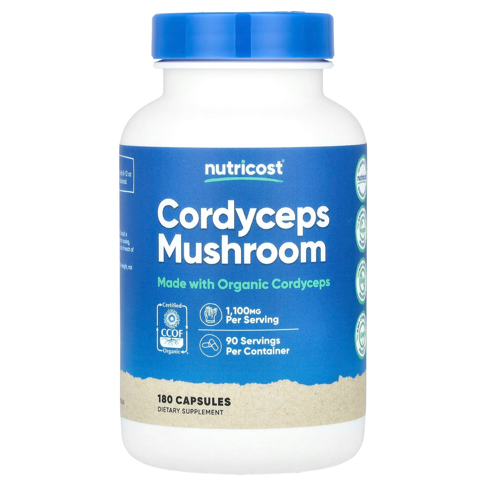 Nutricost, Гриб кордицепс, 180 капсул (550 мг в 1 капсуле)