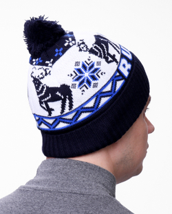 Мужская шапка PRIVAL с отворотом RUSSIA-3 синий, темно-синий