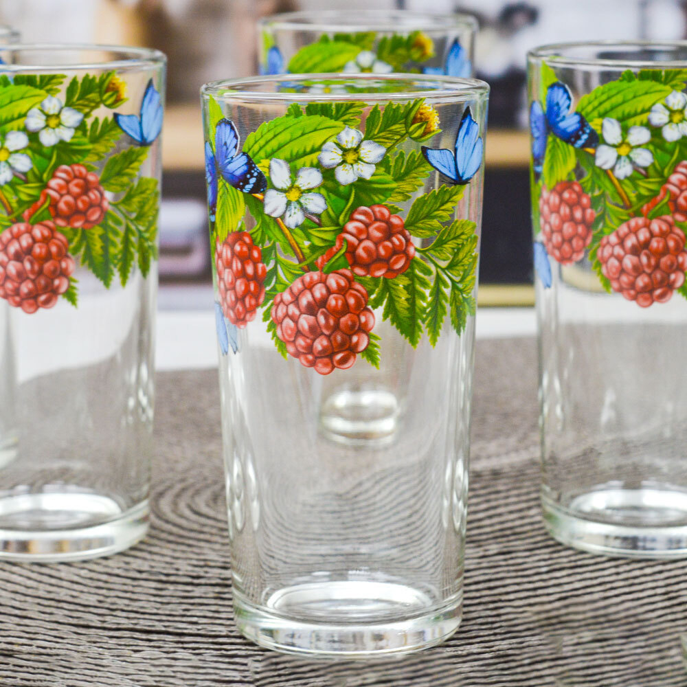 Набор стаканов 6шт 230мл "Цветы и ягодки" (высокие)