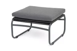 "Ането" пуф плетеный из роупа, каркас алюминий темно-серый (RAL7024) муар, роуп темно-серый круглый