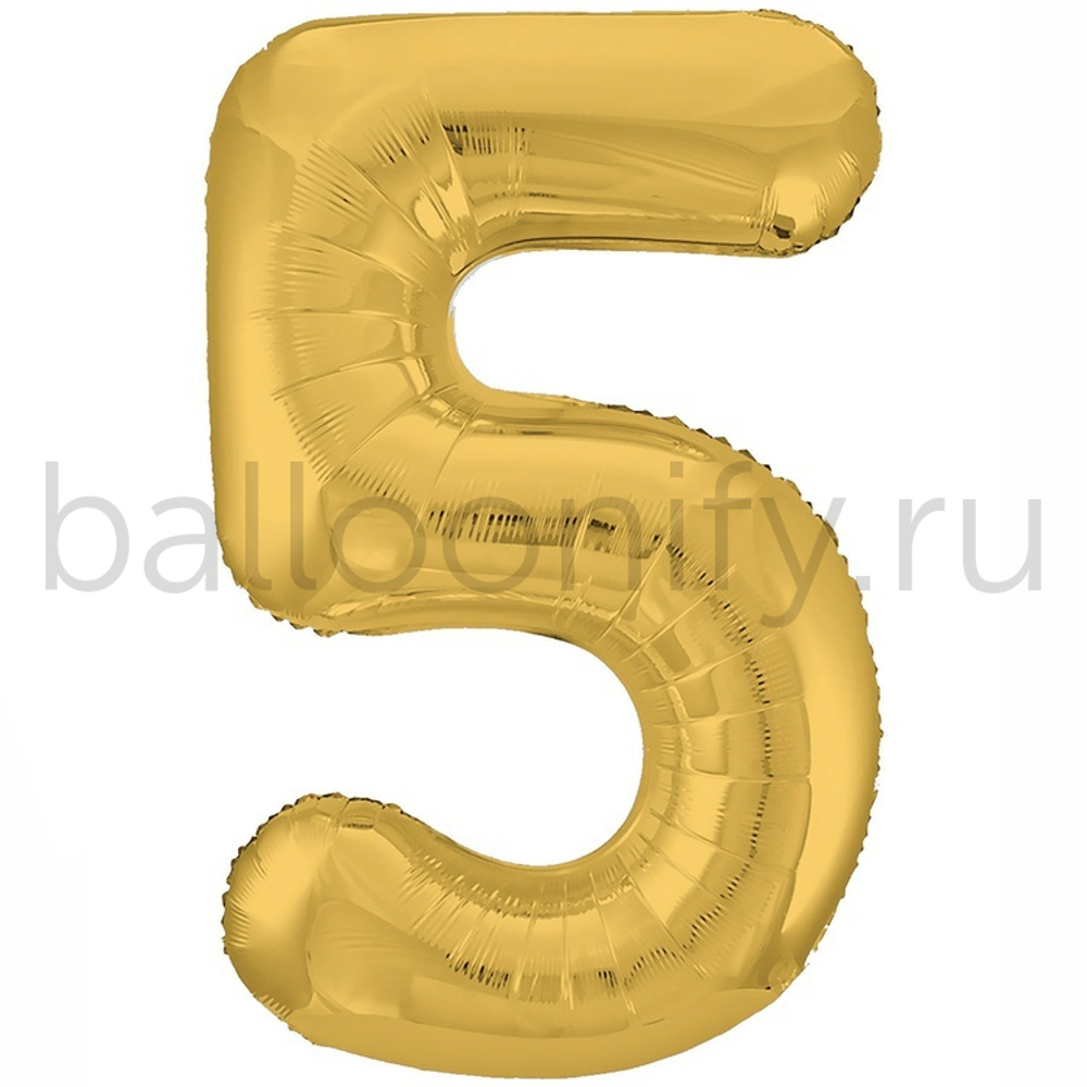 Шар ЦИФРА 5 Металлик Gold 40" 102 см