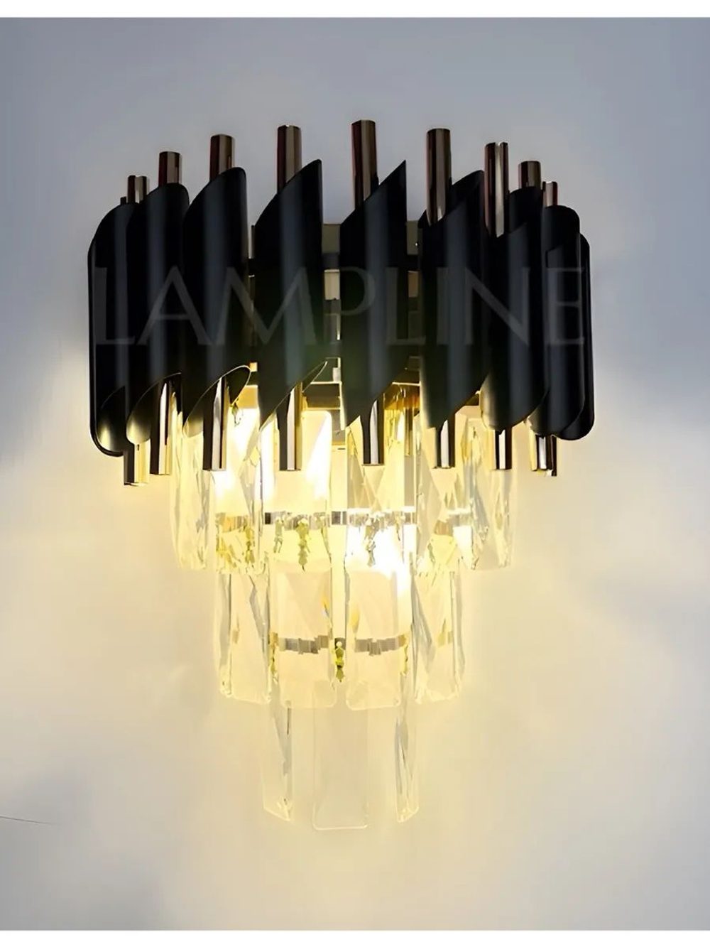 Бра настенное Lanbos Metal, 2 лампы Е14, 80 Вт, до 5 кв м, черное с золотом