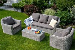 "Фабриция" диван из искусственного ротанга трехместный, цвет серый