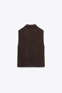 ZARA СТРУЯЩИЙСЯ ТОП С ЗАВЯЗКАМИ — ZW COLLECTION, ТЕМНО-КОРИЧНЕВЫЙ