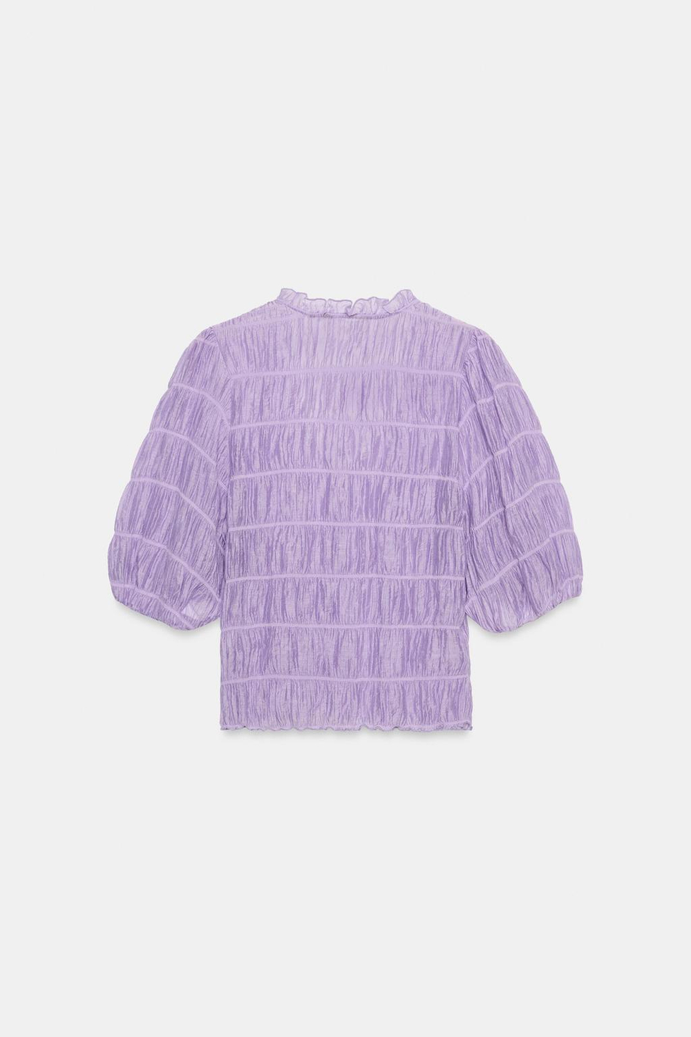 ZARA БЛУЗА С ЖАТОЙ ТКАНЬЮ, СВЕТЛО-СИРЕНЕВЫЙ
