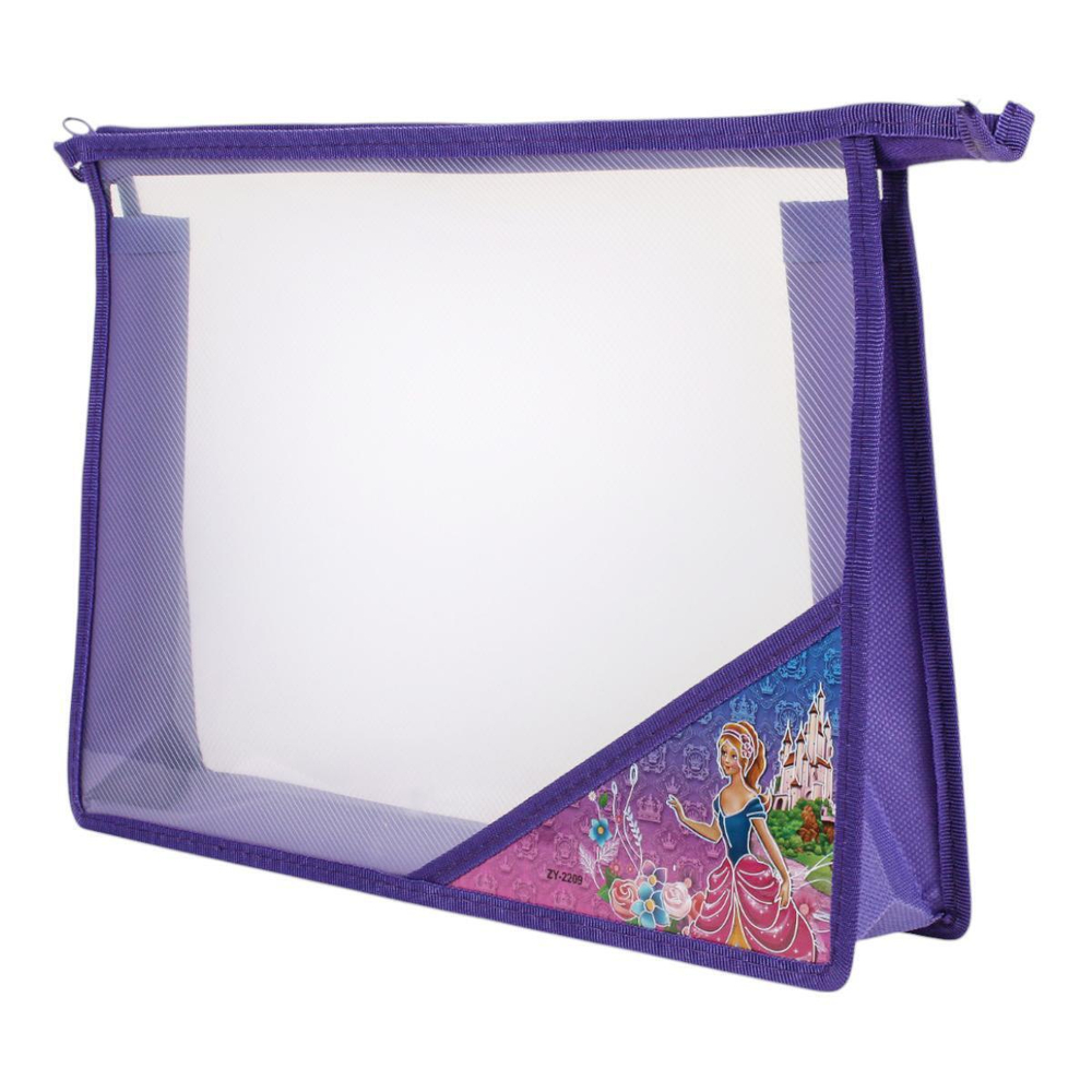 Папка А4 на молнии, прозр.пластик, дизайн на уголке, 60мм, микс 12 (Basir)