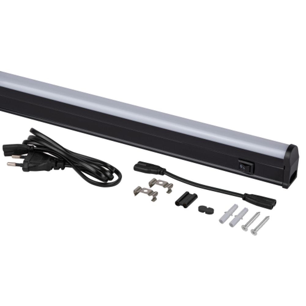 Линейный светодиодный светильник ЭРА LLED-01-12W-4000-B 12Вт 4000K L874мм с выключателем черный