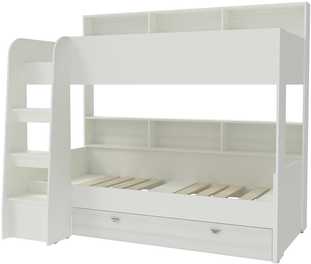 Двухъярусная кровать КарИВи Голден Кидс 1 Белый  Белое Дерево