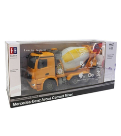 Радиоуправляемая бетономешалка Double Eagle Mercedes-Benz Arocs 1:20 с звуковыми эффектами и подъемным кузовом