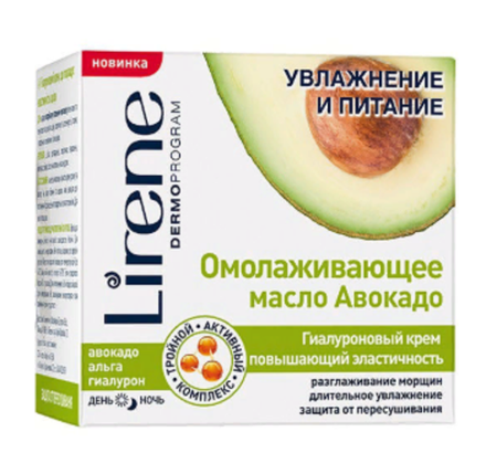 Lirene Увлажнение и питание Крем для лица Авокадо и альга, гиалуроновый, день/ночь, 50 мл