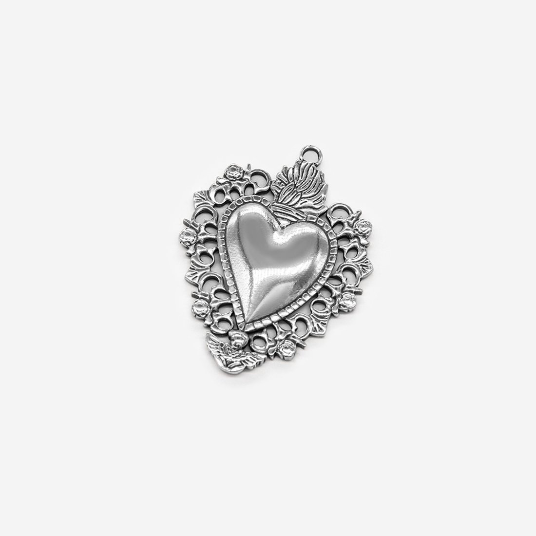 Подвеска "Royal Heart" 40*31мм, сталь без покрытия, чернение