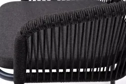 "Марсель" стул плетеный из роупа, каркас алюминий темно-серый (RAL7024) муар, роуп темно-серый круглый, ткань темно-серая 027