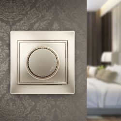 1-401-04 Intro Светорегулятор поворотный, 600Вт 230В, IP20, СУ, Plano, шампань