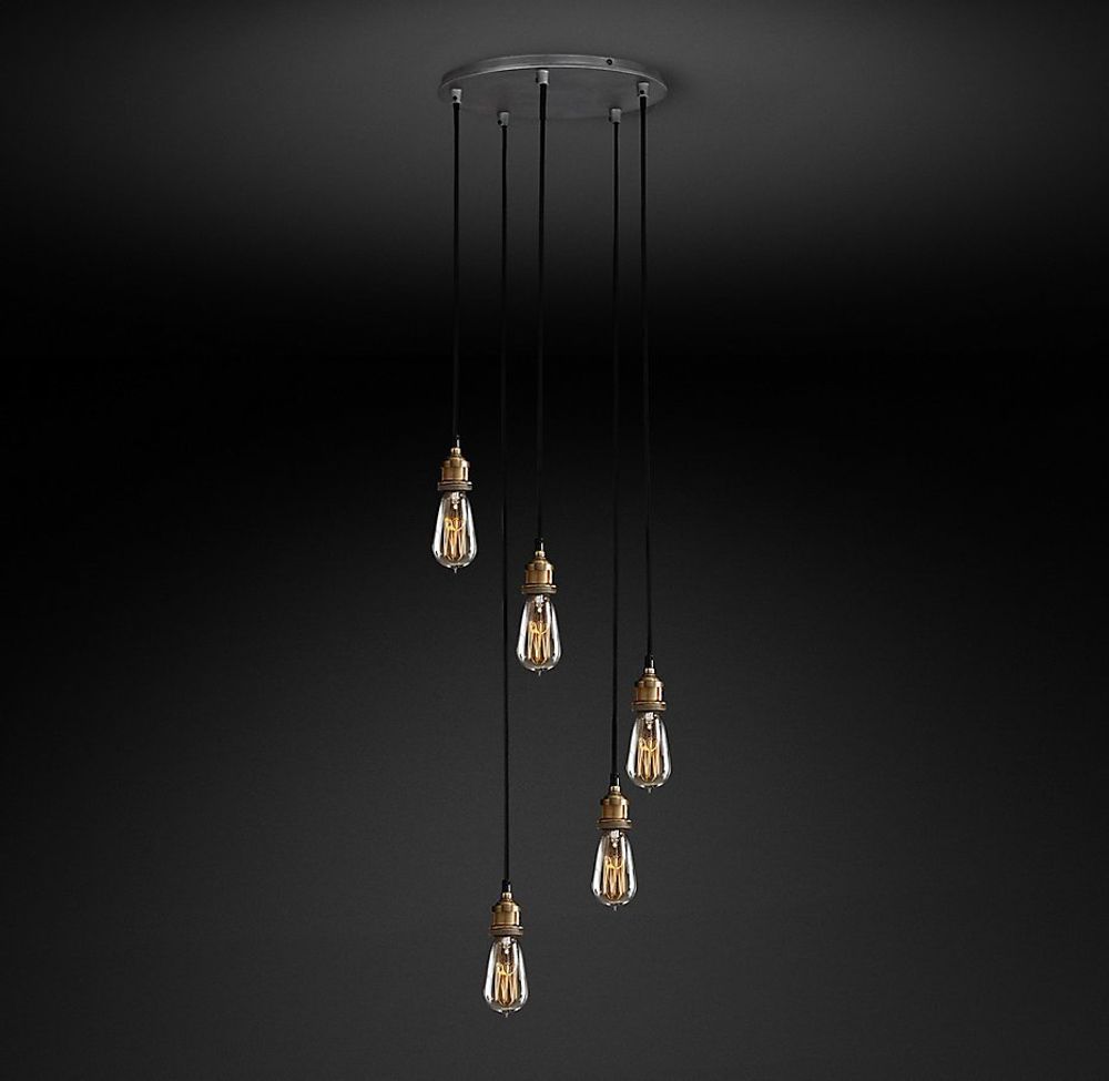 Подвесной дизайнерский светильник  20th C. Factory Filament Bare Bulb Round Pendant by Restoration Hardware
