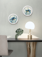 Картина на натуральном холсте в круглой деревянной раме "Морская черепаха"