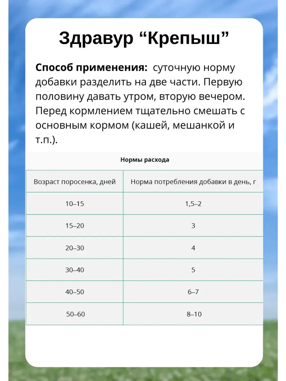 Здравур Крепыш для поросят от 10 до 60дней 250гр *1шт
