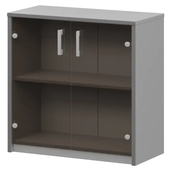 Стеллаж низкий с тонированным стеклом А-302/А-стл302тон Серый 770x365x850 Арго