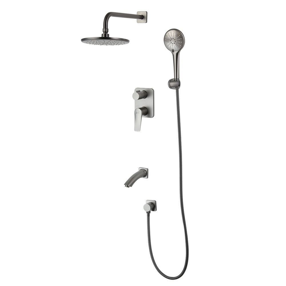 LM3722GM Cмеситель Lemark Bronx для ванны и душа встраиваемый с 3-функциональной лейкой, графит