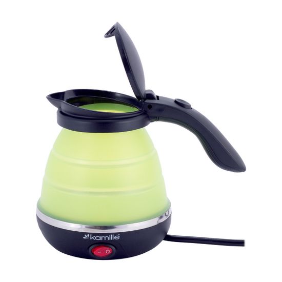 Чайник электрический 0,5 л. силиконовый складной Kamille KM-1723 зелёный с чёрным