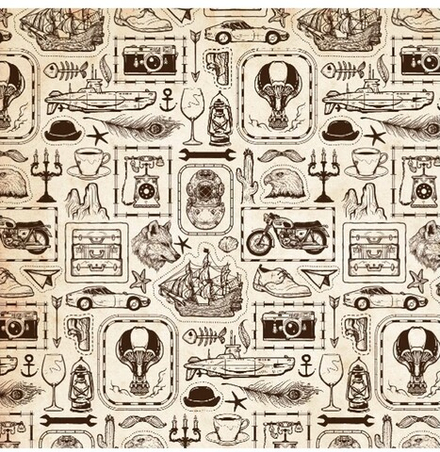 Упаковочная бумага (0,7*1 м) Ретро стиль, 1 шт.