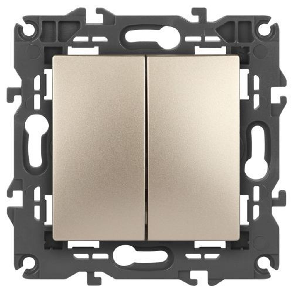 Выключатель 2-кл. СП Elegance 14-1104-04 10А IP20 250В 10AX механизм шампань Эра Б0034233