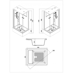 Душевая кабина Esbano (Эсбано) EST-108CKRB L, с высоким поддоном, 100x80x210