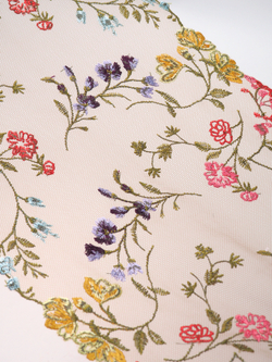 Вышивка на сетке телесная с мультиколор неэластичная ширина 23 см