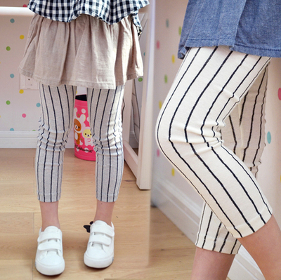 Леггинсы детские в тонкую вертикальную полоску