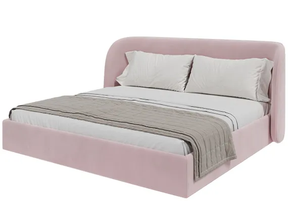 Кровать двуспальная Classic 200 см (розовый, велюр)