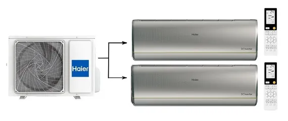 Мульти сплит-система на 2 комнаты 25+35 м2 Haier AS25S2SJ2FA-S+AS35S2SJ2FA-S/2U40S2SM1FA Jade Super Match