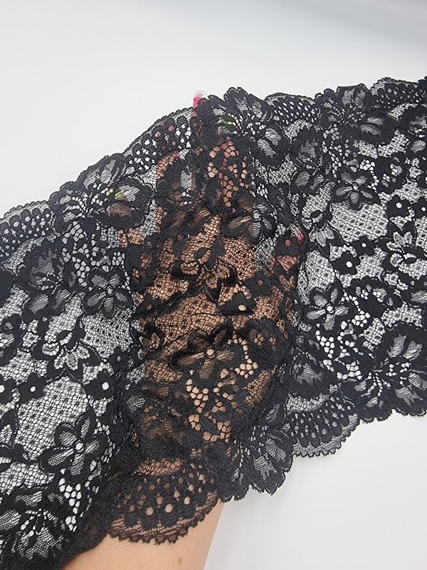 Кружево эластичное черное КС24 (21 см)