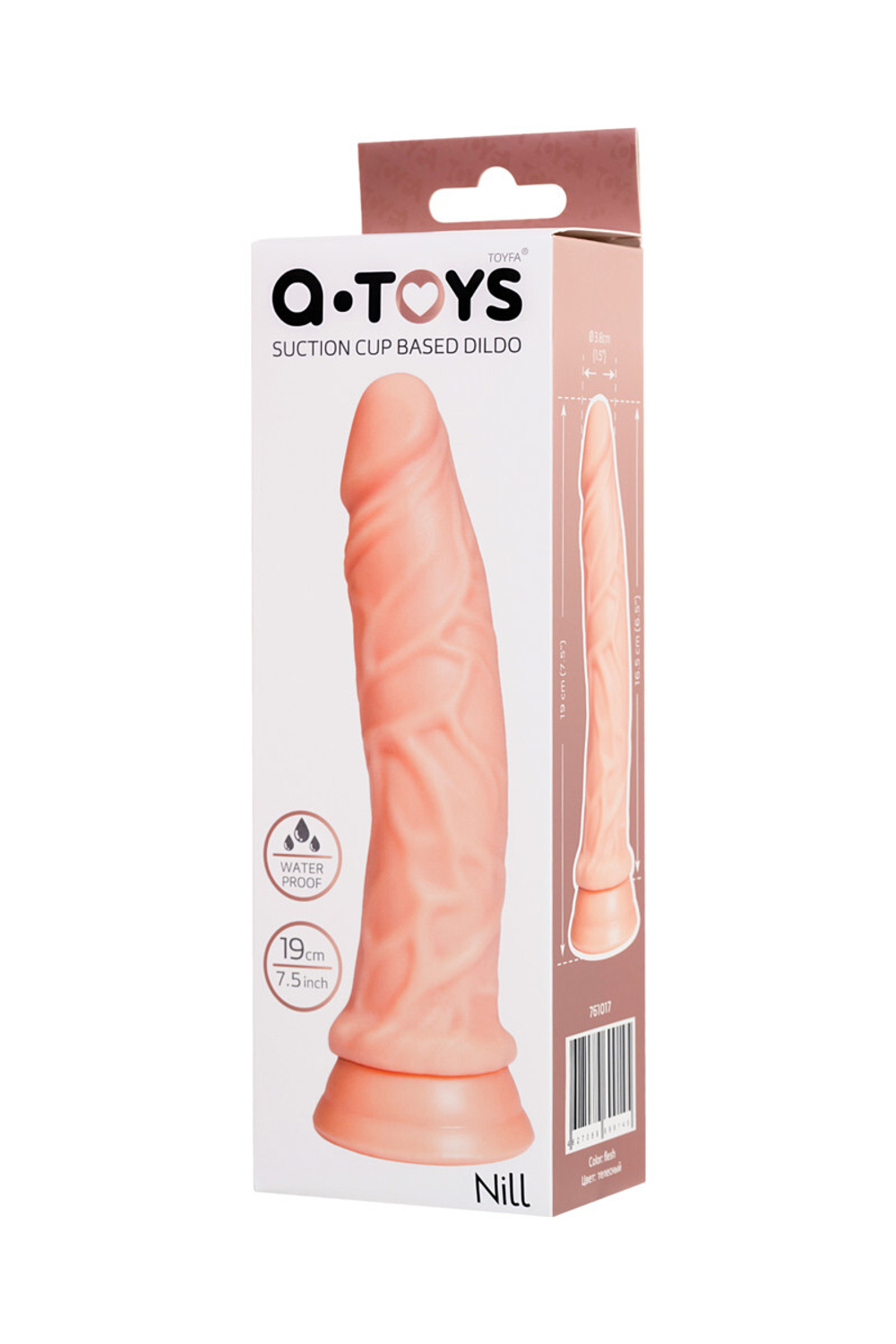 Реалистичный фаллоимитатор A-Toys by TOYFA Nill, TPE, телесный, 19 см