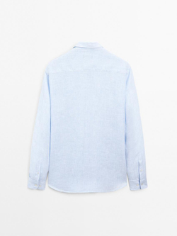 Massimo Dutti Льняная рубашка, небесно-голубой